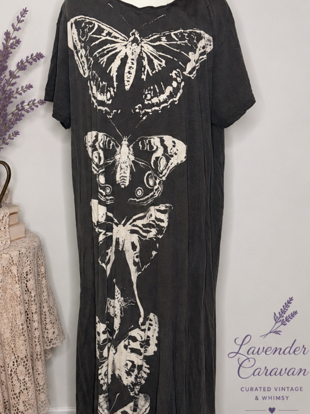 Magnolia Pearl Black Cream Butterfly Maxi Dress